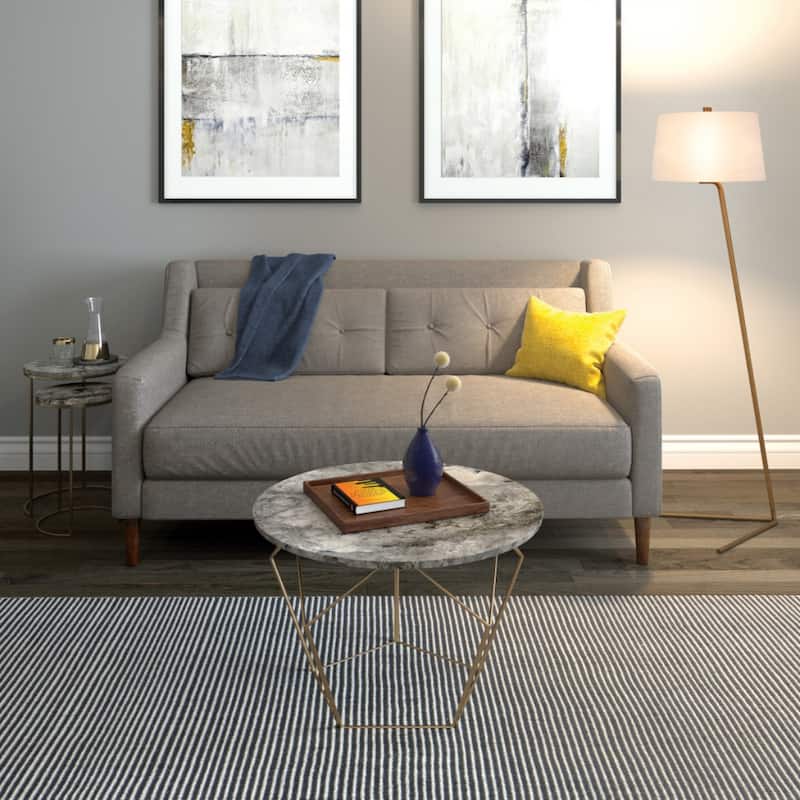 60" Modern Steel Floor Lamp with White Drum Shade and Plug-In Linen Light for Living Room or Bedroom - 60" H x 19" W x 15" D