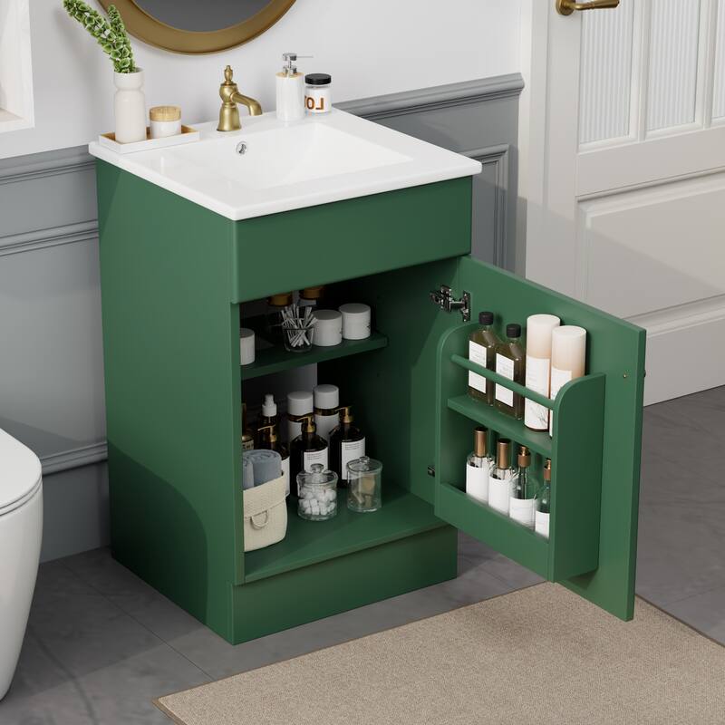 20" Bathroom Vanity with Sink, Storage Cabinet w/Soft Closing Doors and Drawers, Adjustable Shelf, Floor Freestanding Vanities