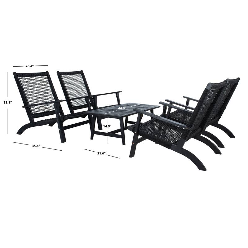 SAFAVIEH Outdoor Tuong 5-Piece Acacia Wood Coffee Set - 27Wx48Dx26H