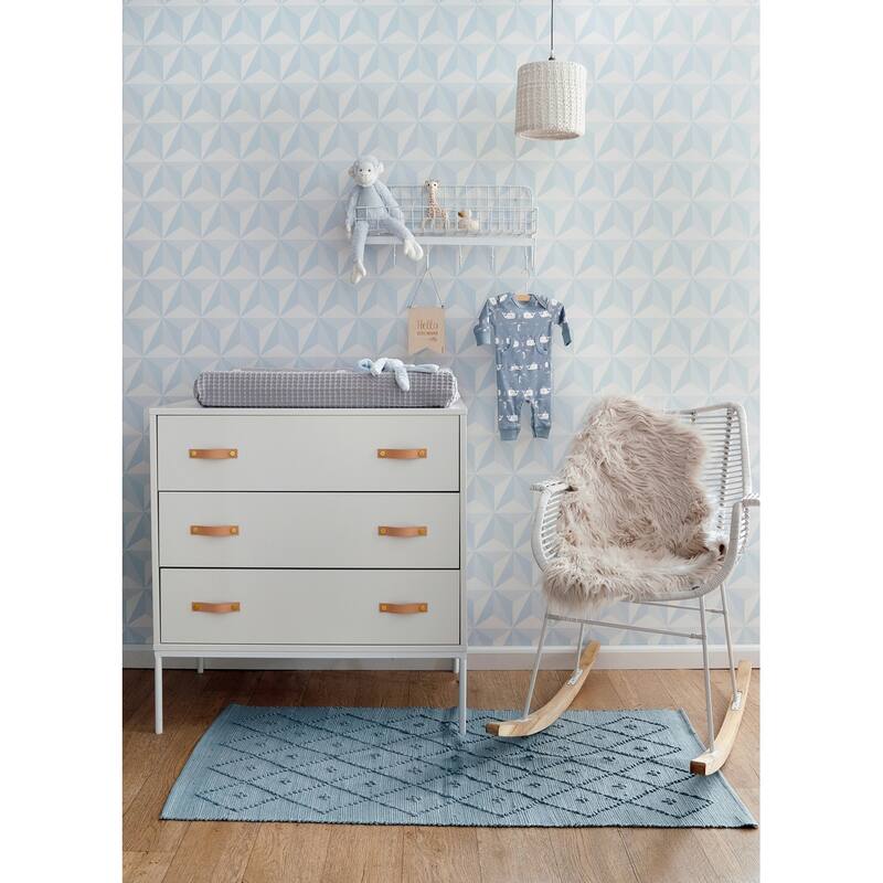 Chesapeake Adella Sky Blue Geometric Wallpaper - 20.9 x 396 x 0.025
