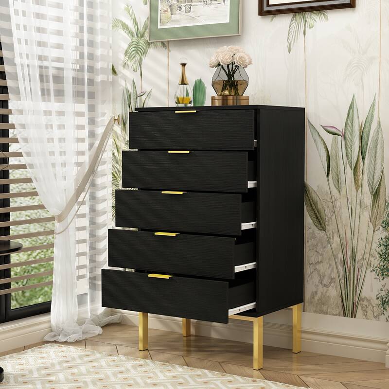 FUFU&GAGA 5Drawer Utility Storage Chest Drawer Organizer Cabinet Table