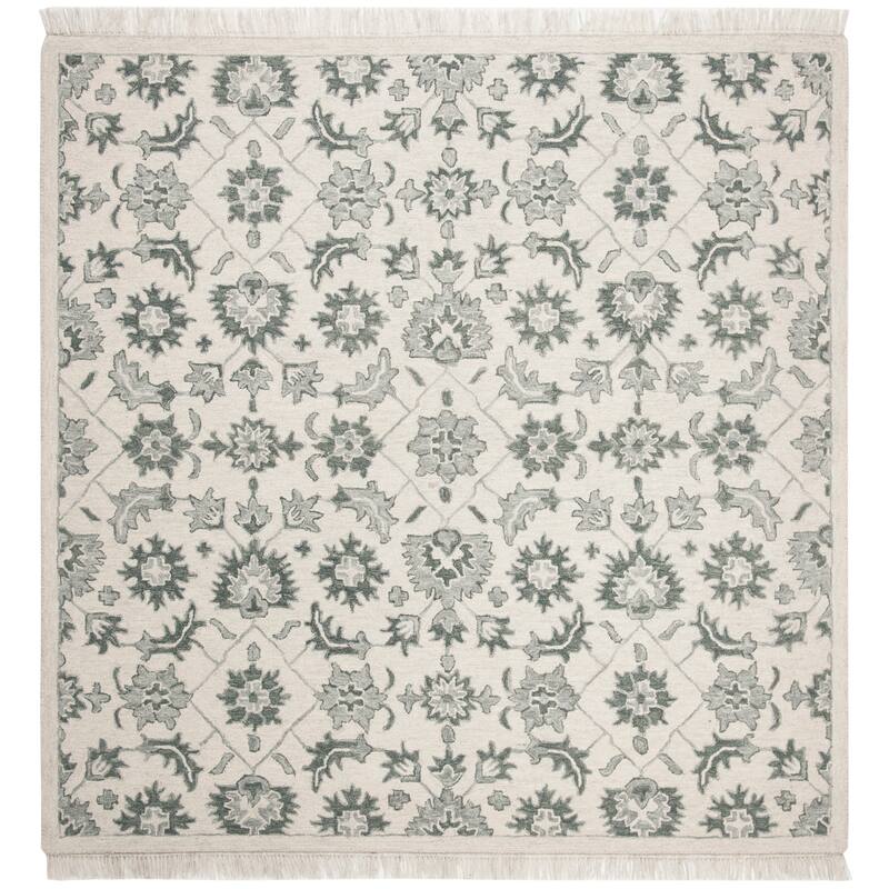 SAFAVIEH Handmade Aspen Cerise Boho Tribal Wool Rug - 7' Square - Green/Grey