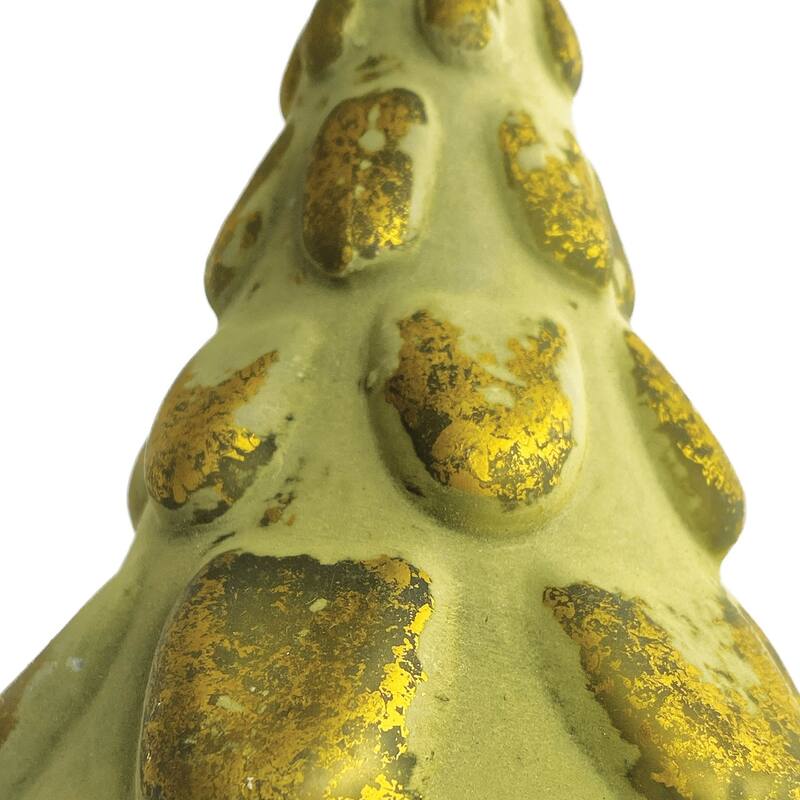 Matte Embossed Glass Tree - Green / Gold