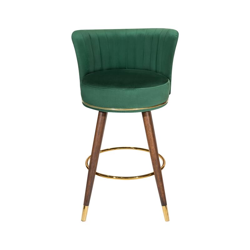 Porthos Home Pedra Swivel Bar Stools Set of 2, Velvet, Rubberwood Legs