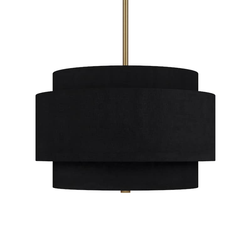Solomon 16" Wide 2-Light Pendant with Tiered Fabric Shade - 16" Wide