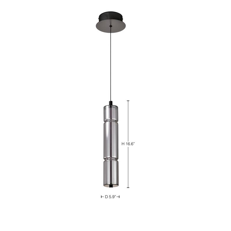 Evander LED 16 Inch Mini Pendant Matte Black Finish Smoked Glass - Matte Black
