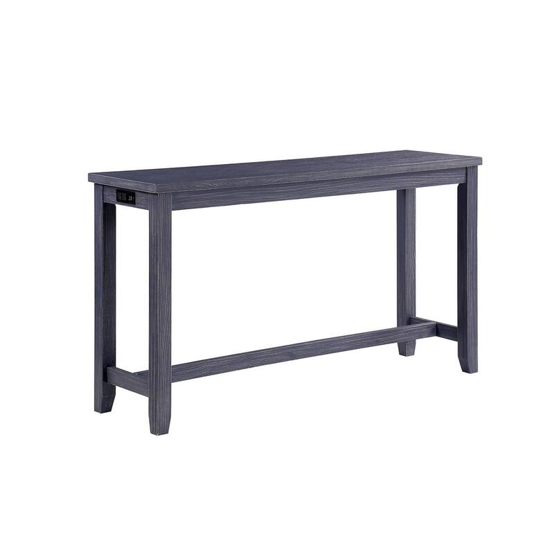 Transitional Style 4pc Dining Table Set 1x Table 3x Stool Padded Seat Nailhead Trim USB Port