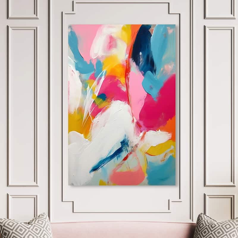 Wynwood Studio Abstract Lovely Feast Pink and Modern & Contemporary Wall Art Canvas Print - 54 x 36
