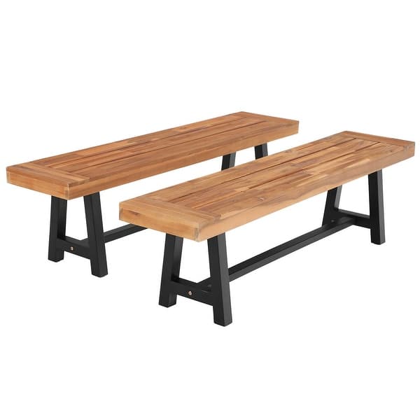 Sophia & William 2-Piece Wooden Garden Benches With Or Without The Wooden Garden Table - Overstock - 31998496