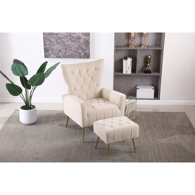 31.5" Velvet Button Tufted Arm Chair