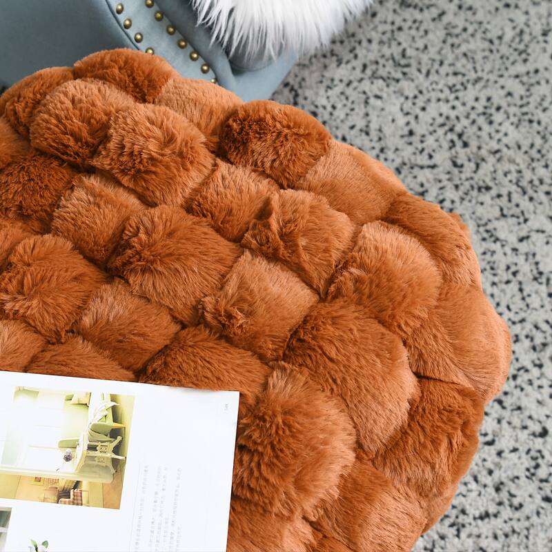 Soft Fauxfur Pouf Stool Ottoman Fuzzy Entryway Bench Seat 27"x20"x19"