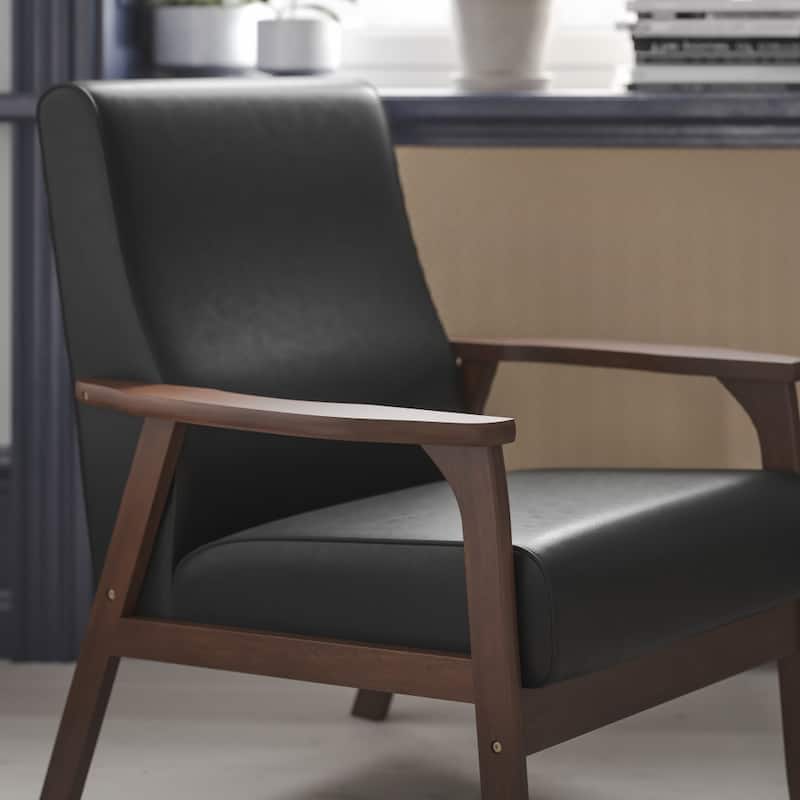 Mid-Century Modern Arm Chair with Wooden Frame and Arms