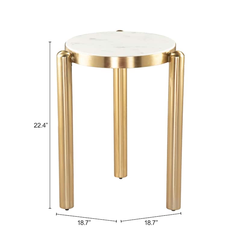 Noan Side Table White & Gold