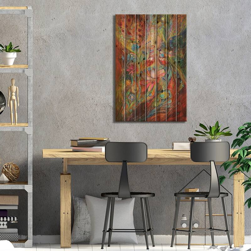 Supremacy Of Red Print On Wood by Elena Kotliarker - Multi-Color
