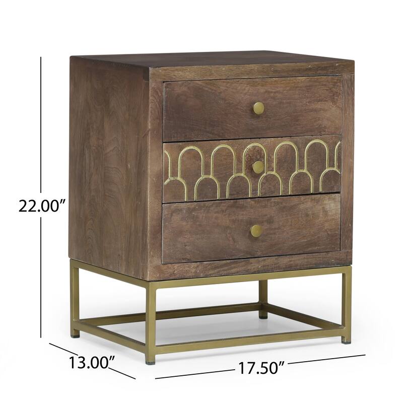 Nighstand Coffee Tabble Bedroom Bedside Table with Drawers, Storage Cabinet Corner Cabinet Dresser with Iron Legs