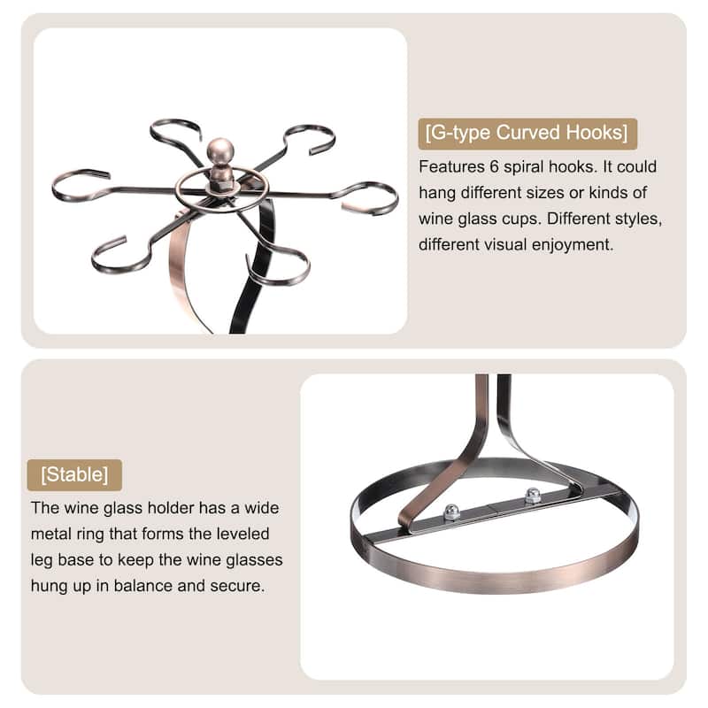 Countertop Wine Glass Holder for Bar, Kitchen Home Storage Bronze 235x335mm