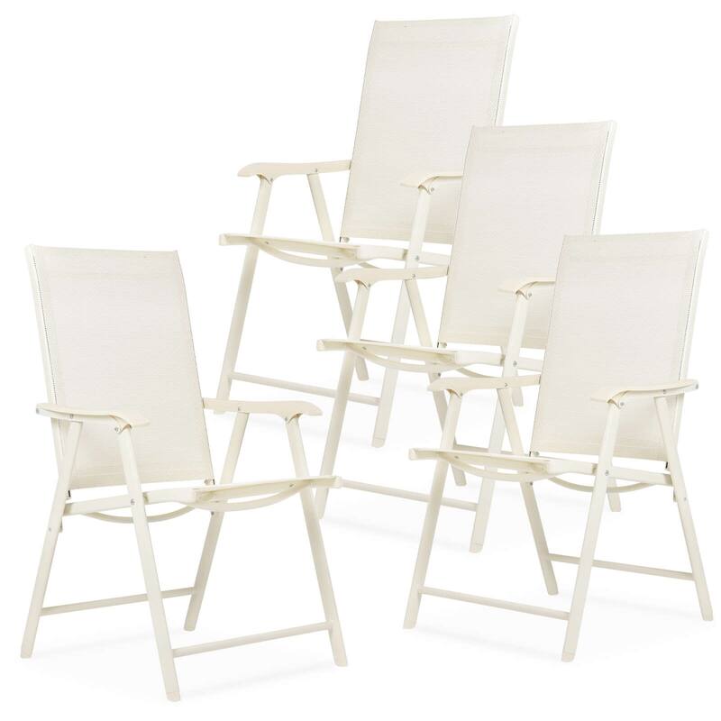 Aoodor Set of 4 Patio Folding Chairs - Beige