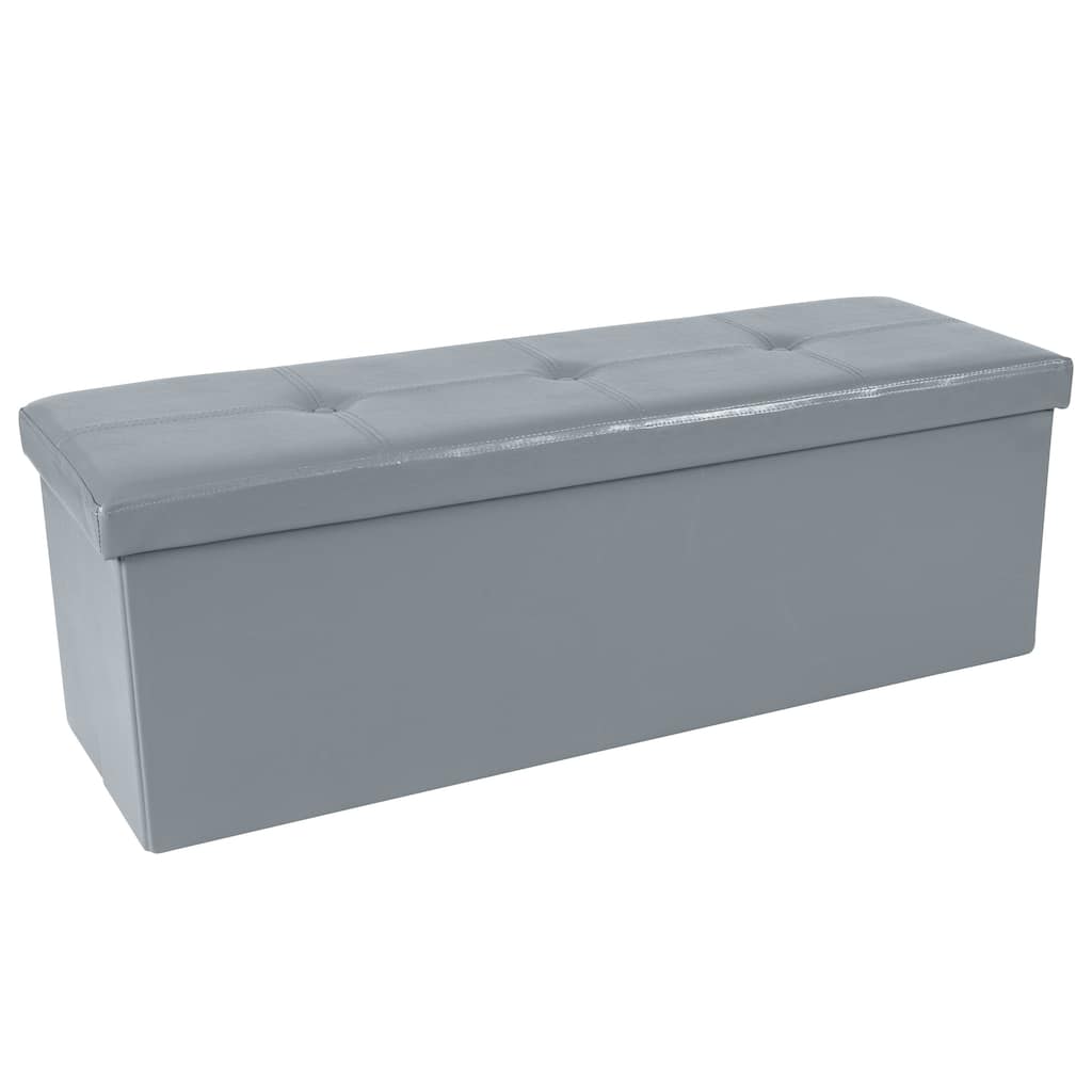 Simplify Faux Leather Triple Folding Storage Ottoman