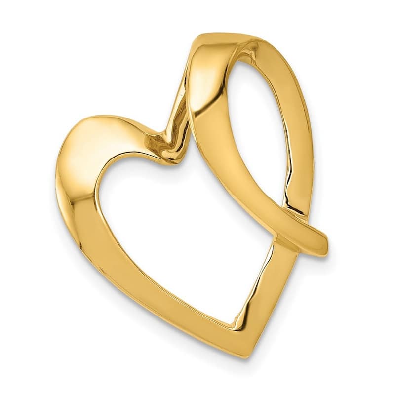 Curata 14k Yellow Gold Solid Polished 20mm Love Heart Slide Pendant Necklace