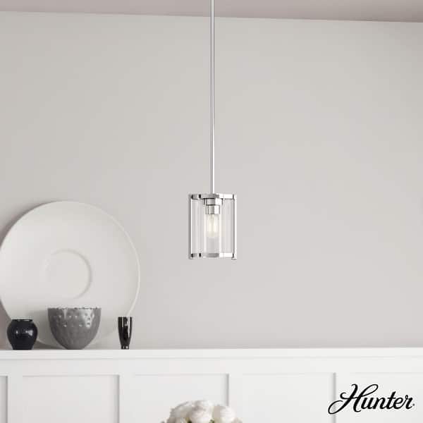 slide 2 of 13, Hunter Astwood 1 Light Mini Pendant, Kitchen Island, Dining Room Table - Transitional, Art-Deco, Contemporary, Caged Polished Nickel