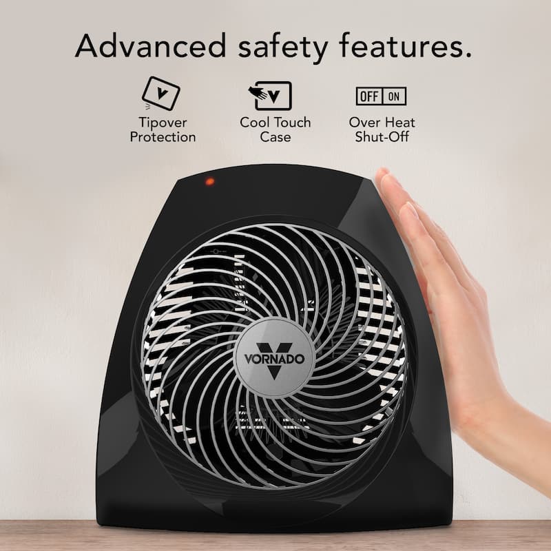 VH240 1500-Watts Black Indoor Electric Fan Space Heater with Advanced Safety Features