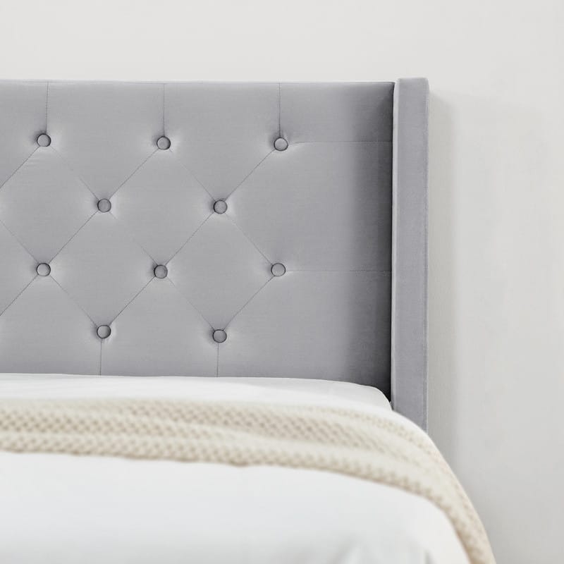 Eleanor Upholstered Platform Bed Frame with Vertical Stripe Headboard