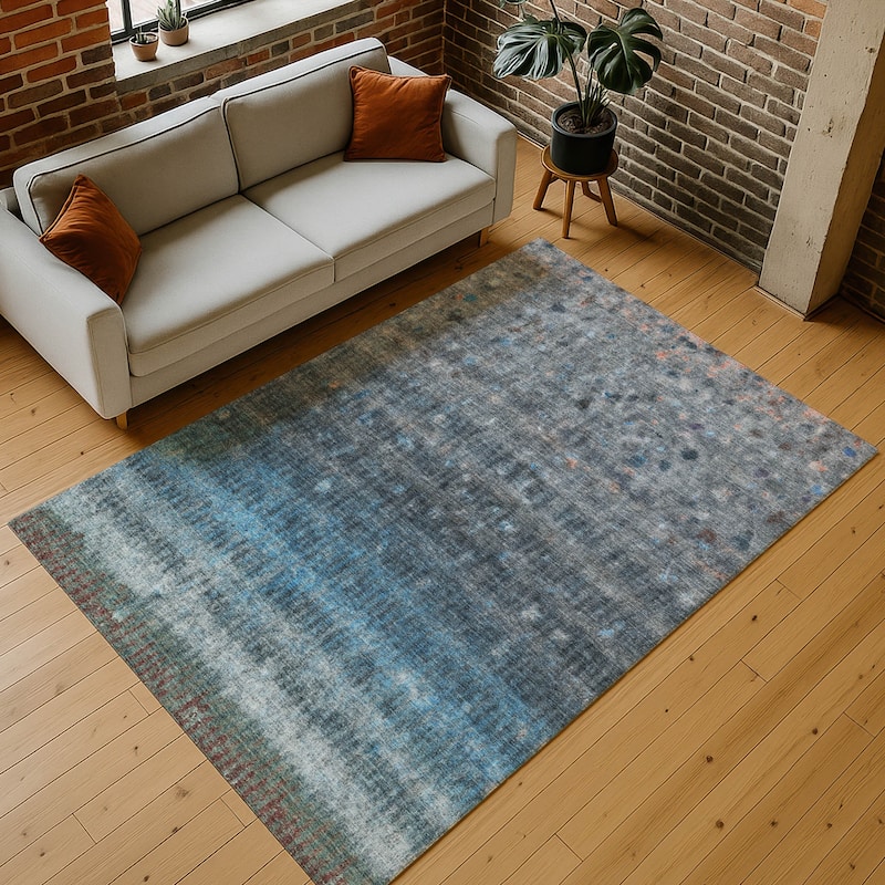 Machine Washable Indoor/ Outdoor Abstract Ombre Chantille Rug