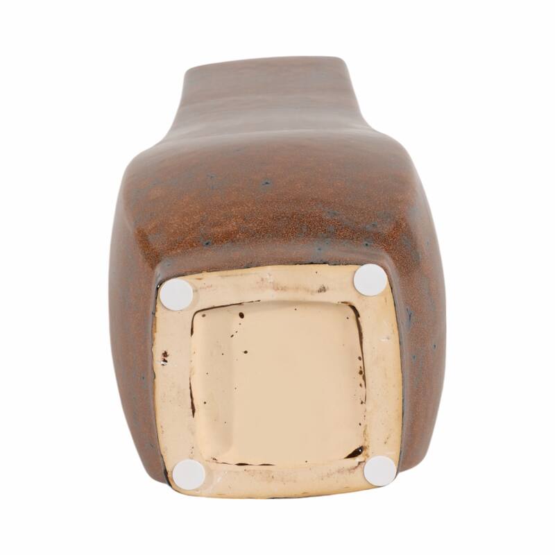 Metal Vase Geometric Textured Design and Sculptural Curved Silhouette