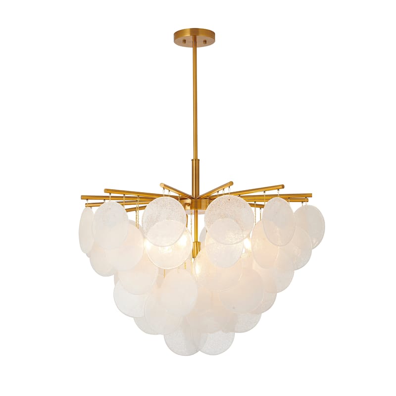 7 Light Antique Brass Semi Flush Mount With Glass Globes - N/A