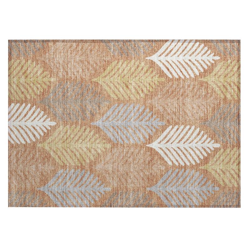 Machine Washable Indoor/ Outdoor Modern Fern Chantille Rug