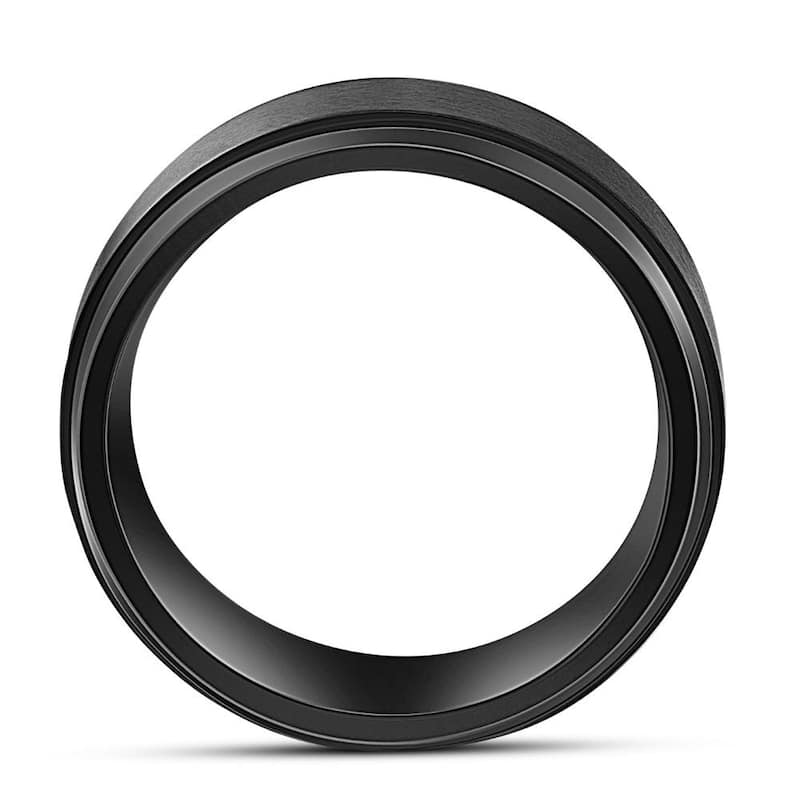 Black Titanium Mens Comfort Fit Brushed Beveled Polished Edge Wedding Band 9MM