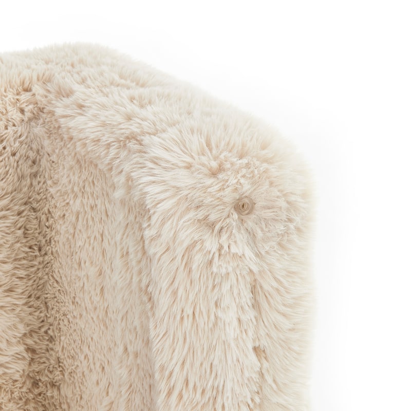 Roundhill Furniture Zorya Faux Fur U-Shaped Ottoman, Set of 2