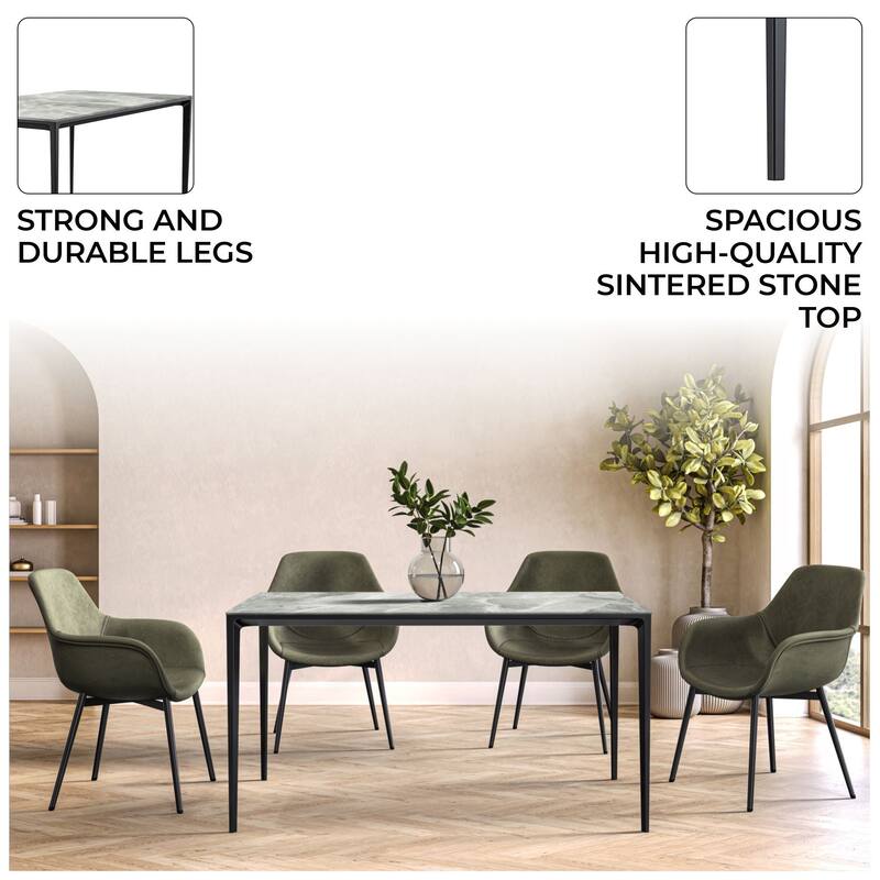 Avo 55" Rectangular Dining Table with Glass/Stone Top