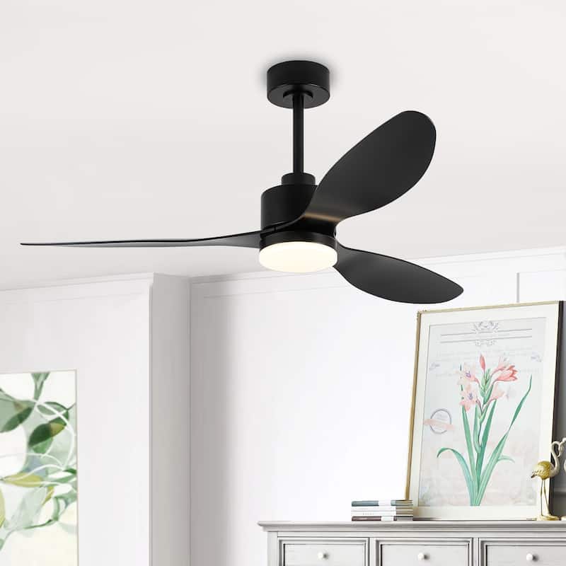 52"/42" Black/Gold LED Ceiling Fan with Lights Remote(3-Blade) - 52in - Black