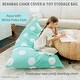 preview thumbnail 2 of 6, Tadpoles Bean Bag Chair Cover, Toy Organizer - Aqua Polka Dots