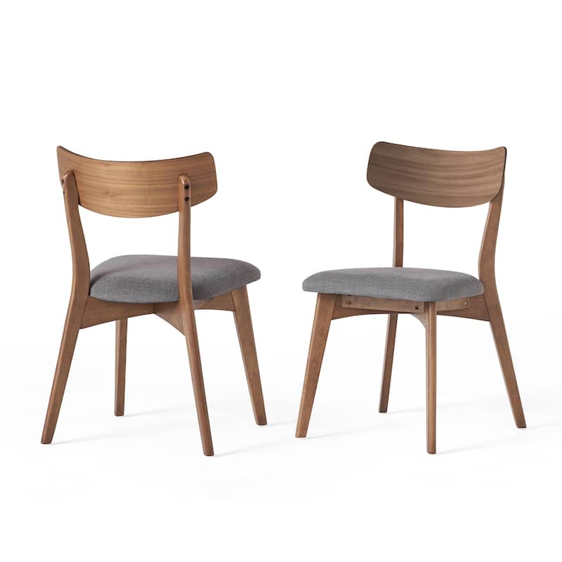 Chazz Mid-Century Modern Upholstered Rubberwood Dining Chairs (Set of 2) by Christopher Knight Home
