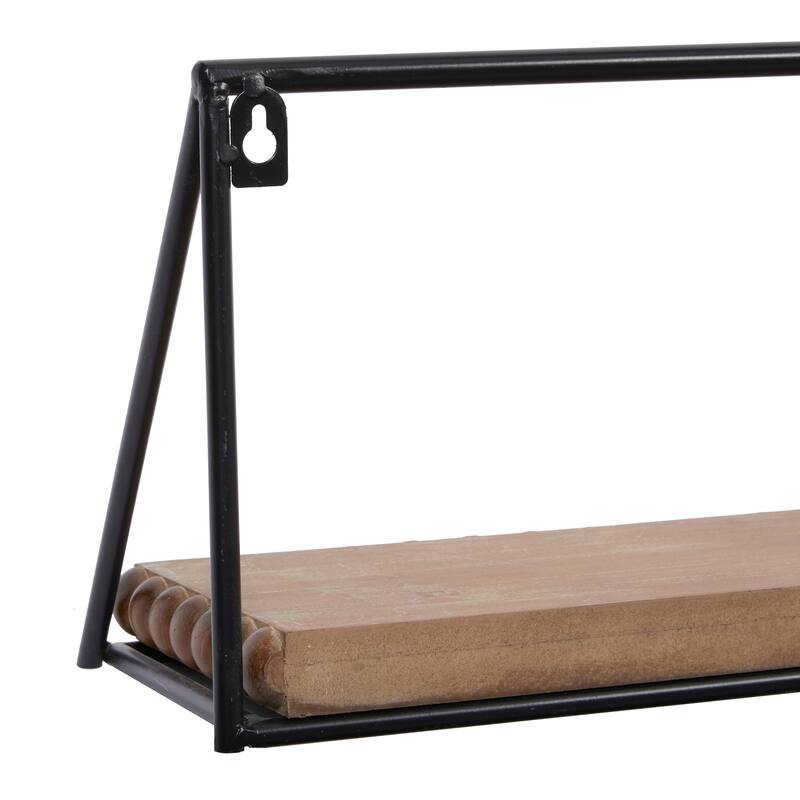 Black Metal Industrial Wall Shelf (Set of 3) - S/3 24",19",14"L