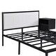 preview thumbnail 14 of 16, Full Size Metal Platform Bed with 2-Tier Storage Shelves, Wooden Storage Cabinet, White