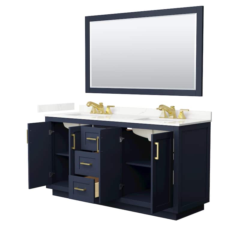 Miranda 66-inch Double Vanity, Quartz Top, 58-inch Mirror