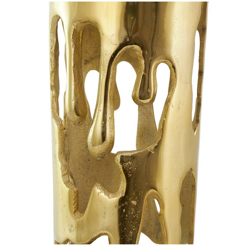 Gold, Silver or Black Aluminum Metal Drip Vase with Melting Designed Body