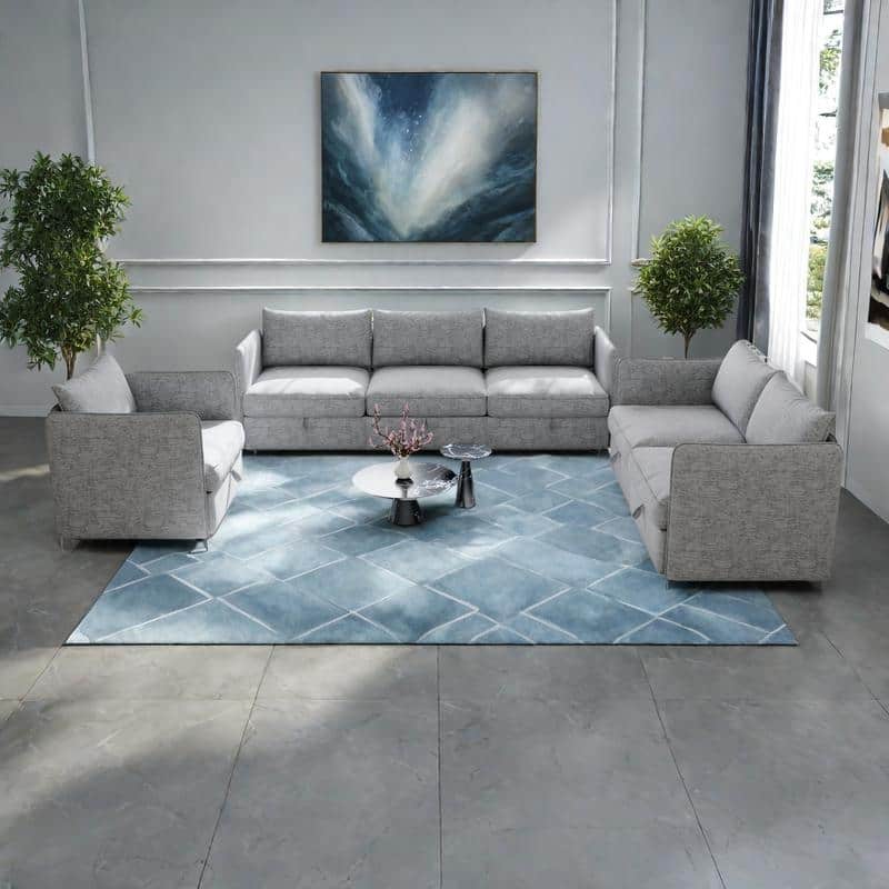 98.5" Chenille Modular Sectional Sofa with Storage, 6-Seater (1+2+3 Configurable)