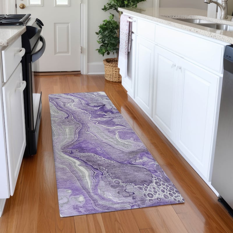 Premium Washable Super Soft Modern Glam Mayfield Rug - Purple - 2'3" x 7'6"
