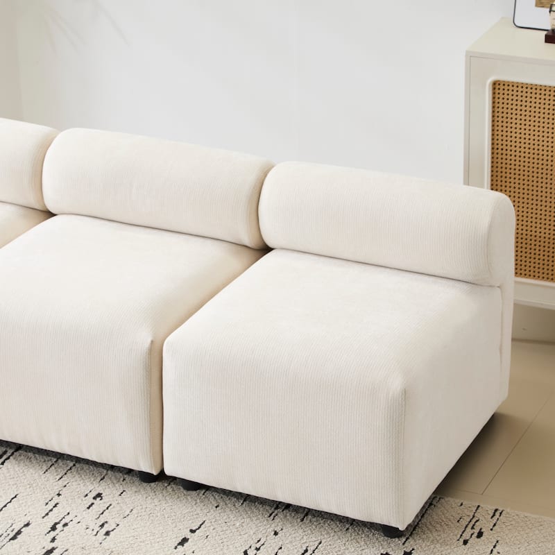 78 in. 3-Piece 3 Seater Beige Fabric Modular Sofa for Living & Bedroom & Office