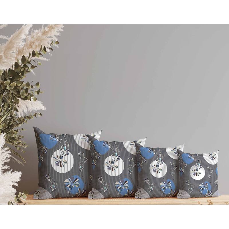 Circular Garden Indoor/Outdoor Reversible Throw Pillow Dark and Gray