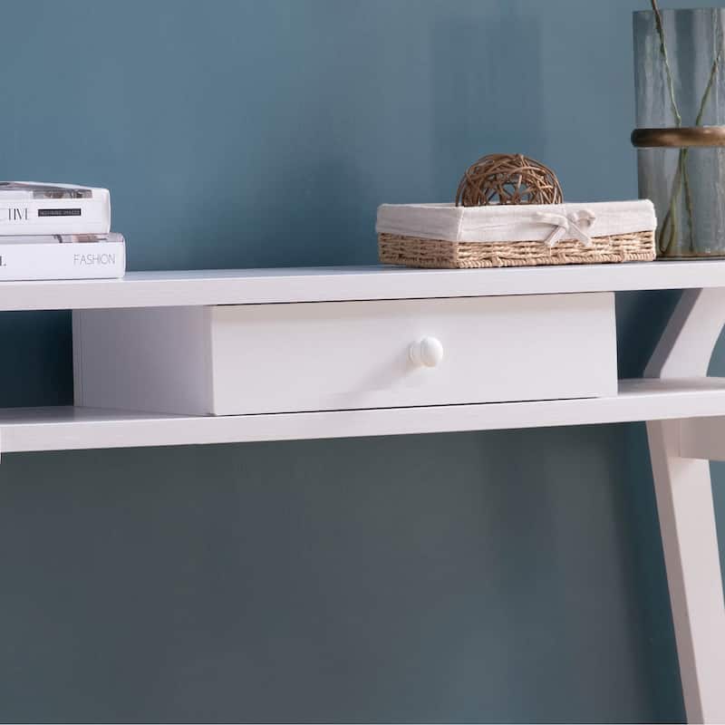 Modern Console with One Drawer - White - White