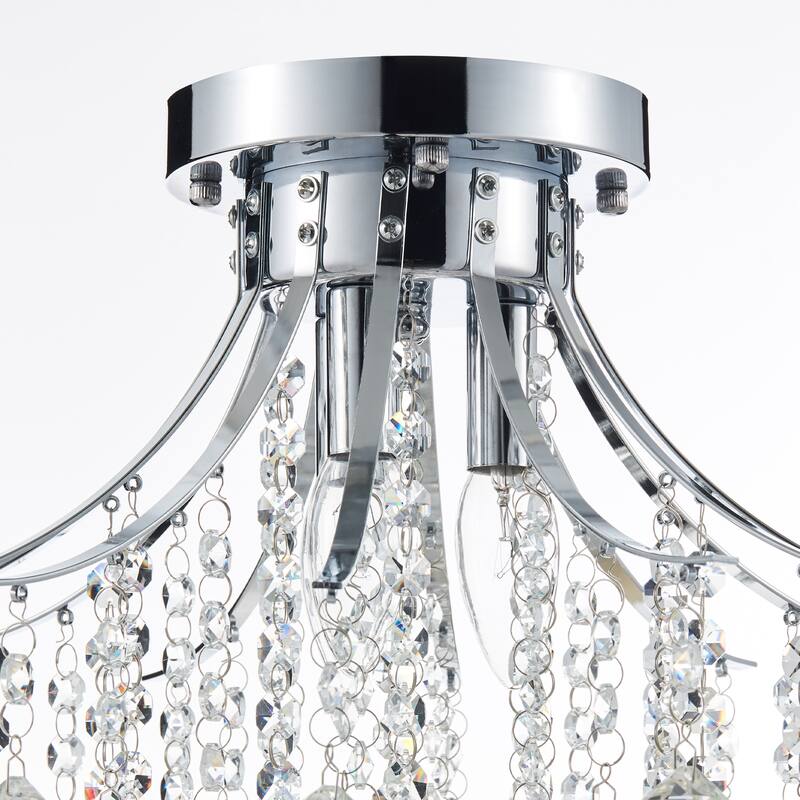 CO-Z 3-Light Crystal Raindrop Flush Mount Chandelier