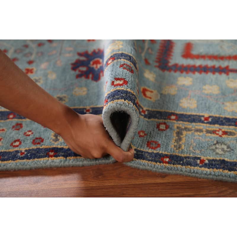 Light Blue Oushak Accent Rug Hand-Knotted Wool Carpet - 4'0"x 5'11"