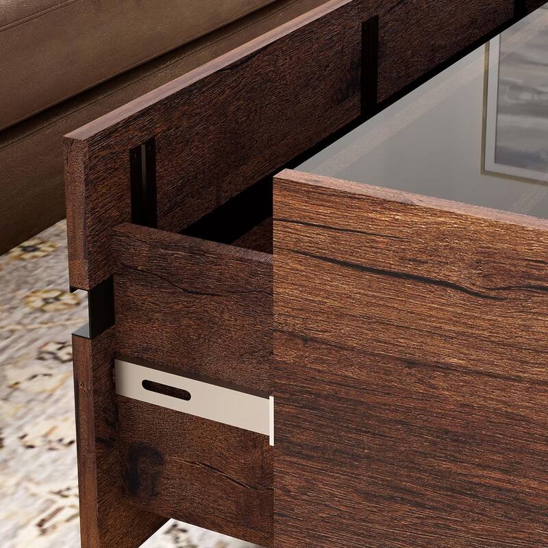 WAMPAT Modern TV Stand and Coffee Table Set of 2, Brown