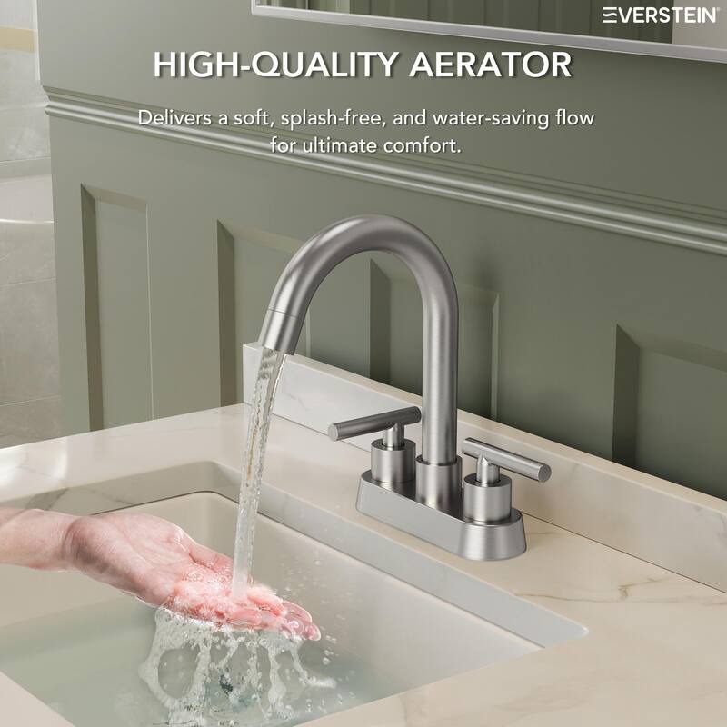 4" Centerset 3 Holes Double Handle 360° Swivel Bathroom Sink Faucet