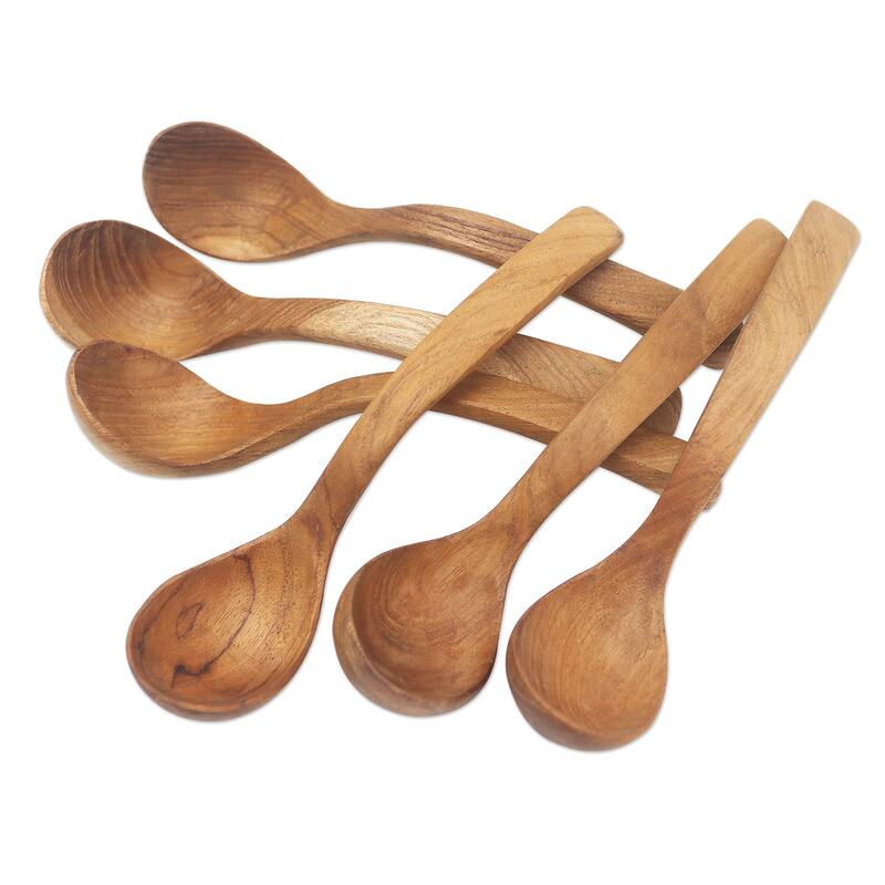 NOVICA Handmade Ladle Up Teak Wood Soup Spoons (Set Of 6)